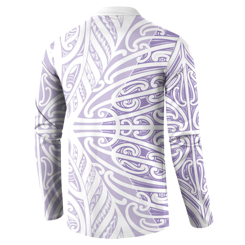 Purple New Zealand Puhoro Maori Tattoo Button Sweatshirt