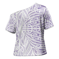 Purple New Zealand Puhoro Maori Tattoo Cross Shoulder Shirt