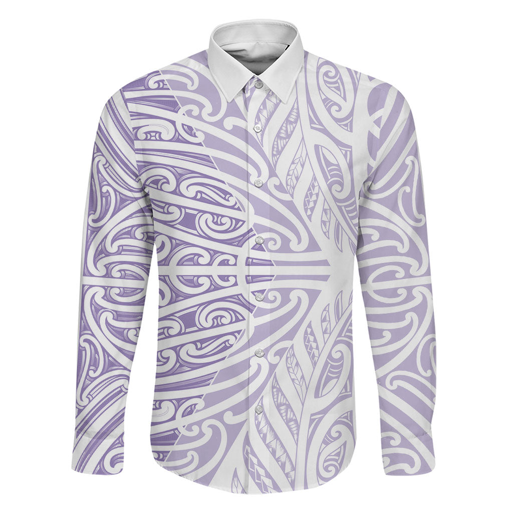 Purple New Zealand Puhoro Maori Tattoo Family Matching Mermaid Dress and Hawaiian Shirt