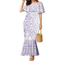 Purple New Zealand Puhoro Maori Tattoo Family Matching Mermaid Dress and Hawaiian Shirt