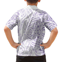 Purple New Zealand Puhoro Maori Tattoo Family Matching Off Shoulder Maxi Dress and Hawaiian Shirt