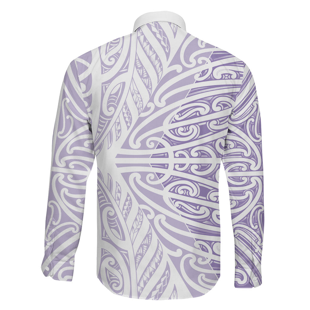 Purple New Zealand Puhoro Maori Tattoo Family Matching Short Sleeve Bodycon Dress and Hawaiian Shirt