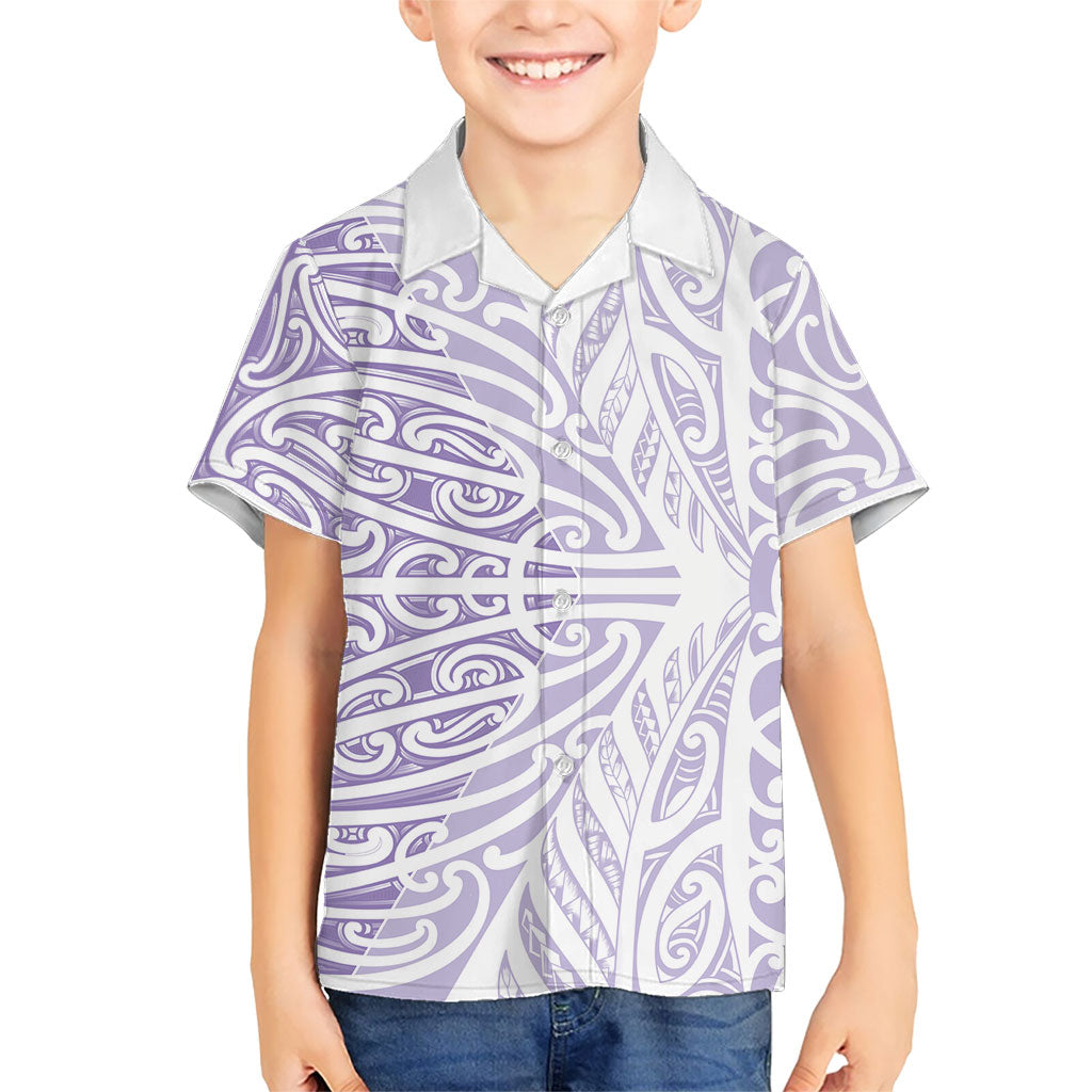 Purple New Zealand Puhoro Maori Tattoo Family Matching Summer Maxi Dress and Hawaiian Shirt