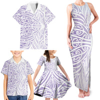 Purple New Zealand Puhoro Maori Tattoo Family Matching Tank Maxi Dress and Hawaiian Shirt