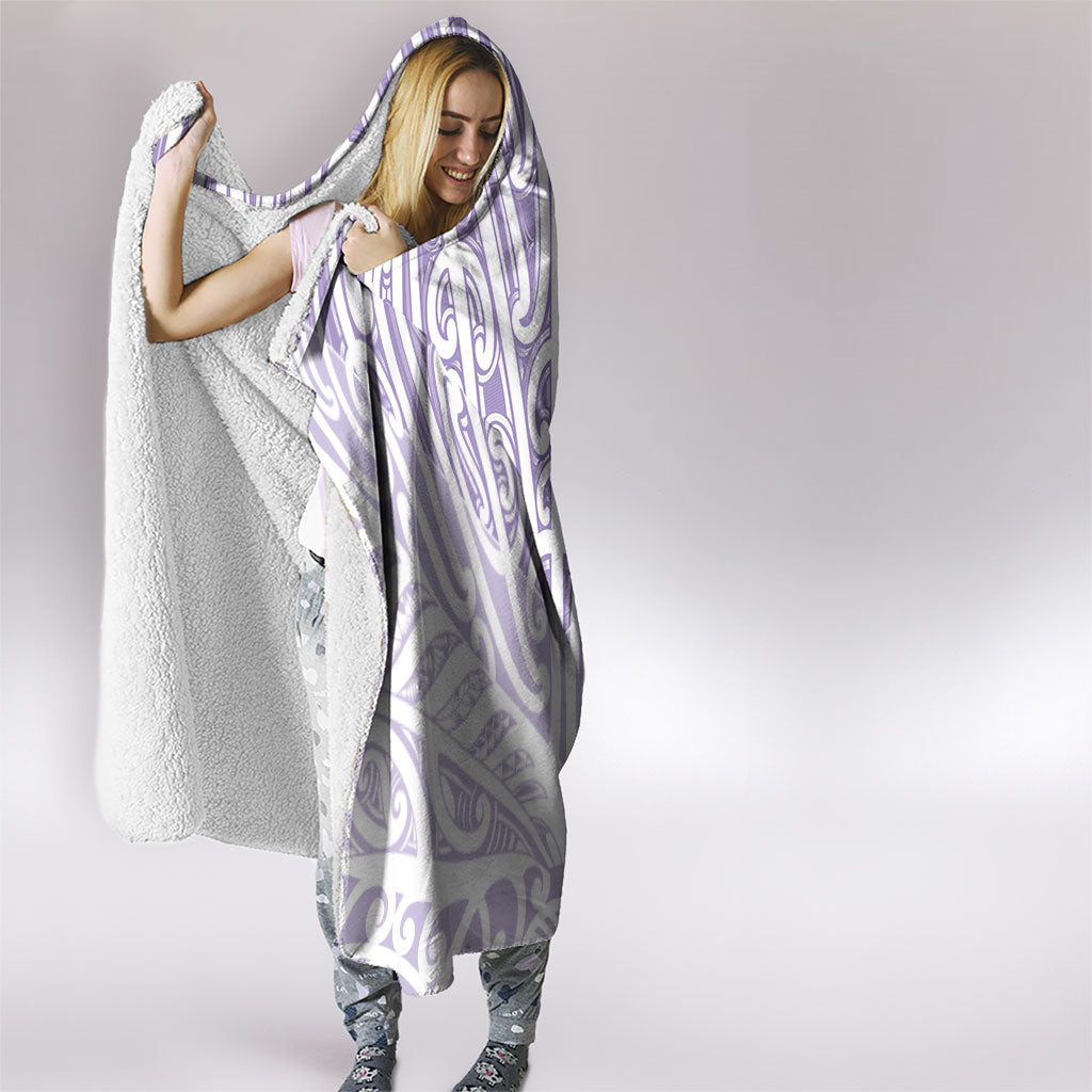 Purple New Zealand Puhoro Maori Tattoo Hooded Blanket