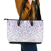 Purple New Zealand Puhoro Maori Tattoo Leather Tote Bag