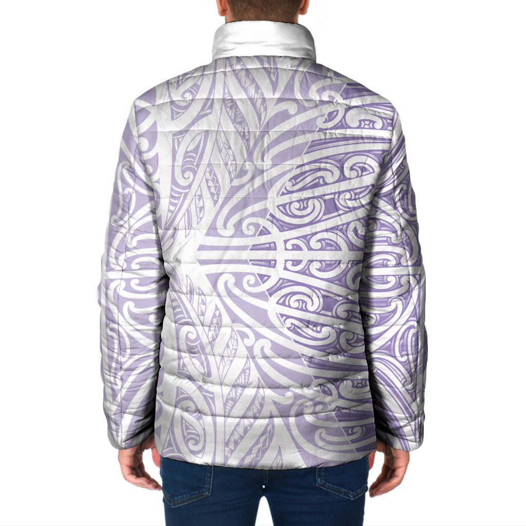 Purple New Zealand Puhoro Maori Tattoo Padded Jacket