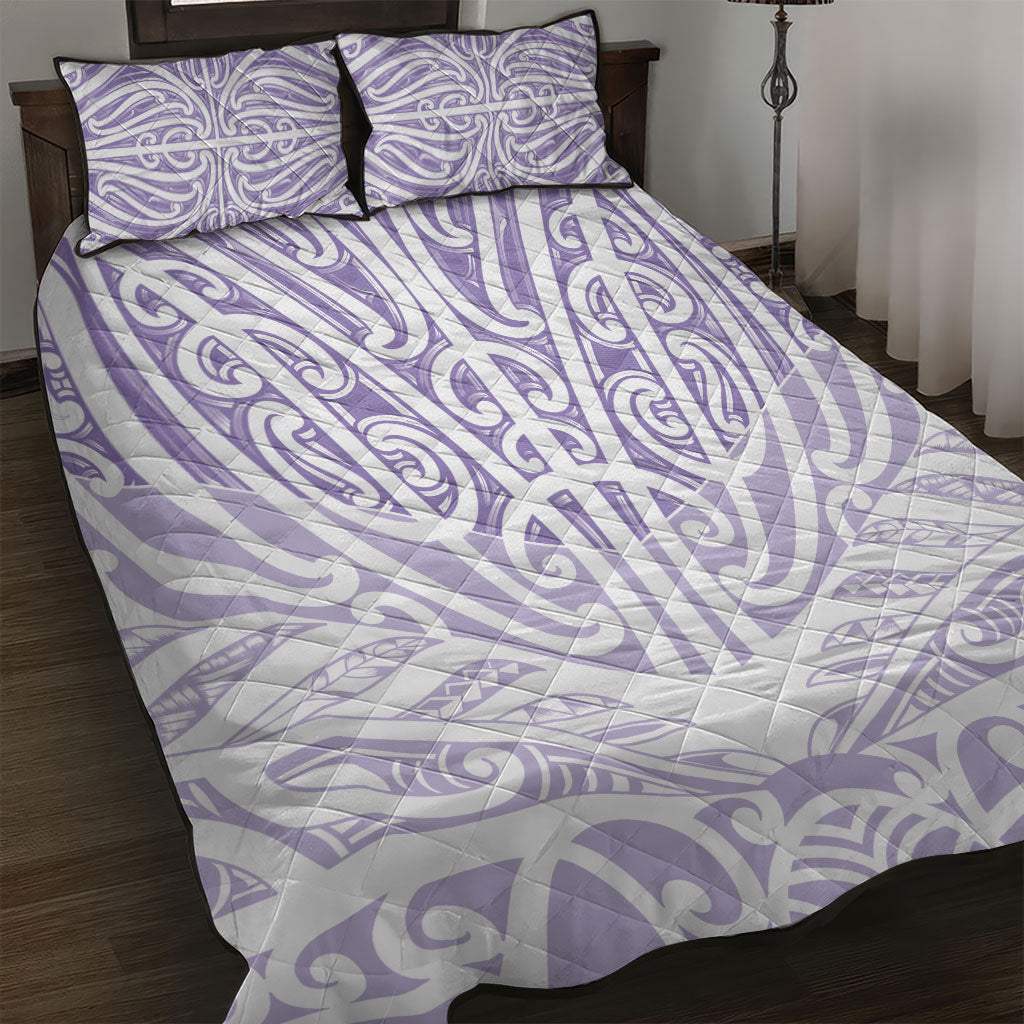 Purple New Zealand Puhoro Maori Tattoo Quilt Bed Set