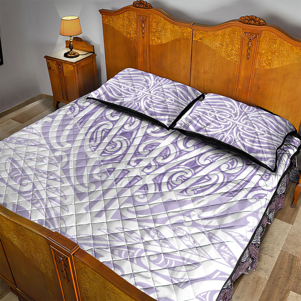 Purple New Zealand Puhoro Maori Tattoo Quilt Bed Set