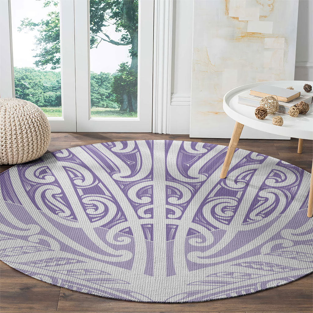 Purple New Zealand Puhoro Maori Tattoo Round Carpet
