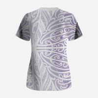Purple New Zealand Puhoro Maori Tattoo Scrub Top