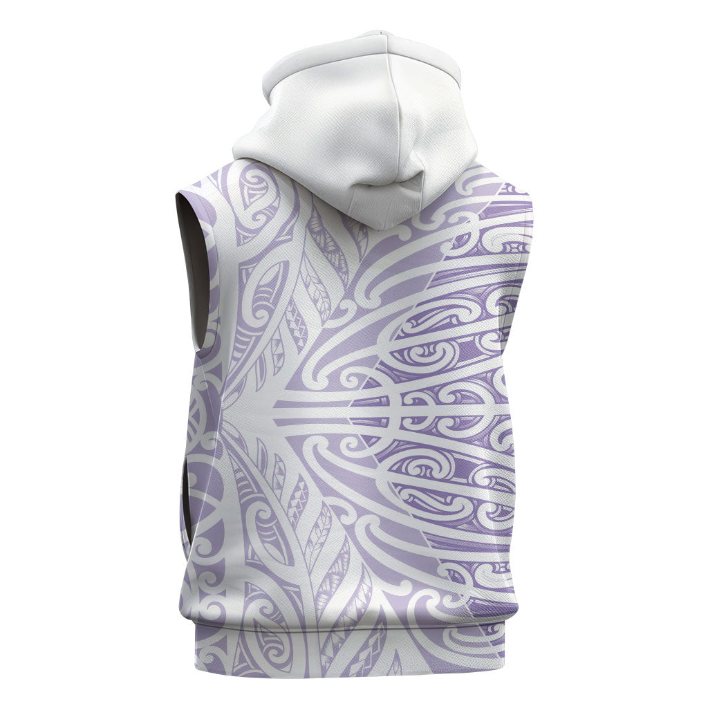Purple New Zealand Puhoro Maori Tattoo Sleeveless Zip Hoodie