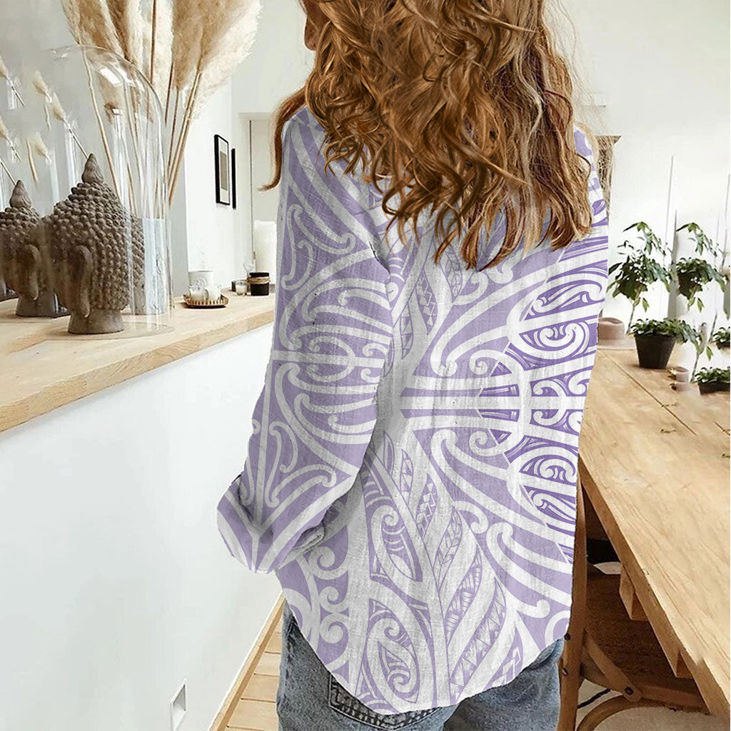 Purple New Zealand Puhoro Maori Tattoo Women Casual Shirt