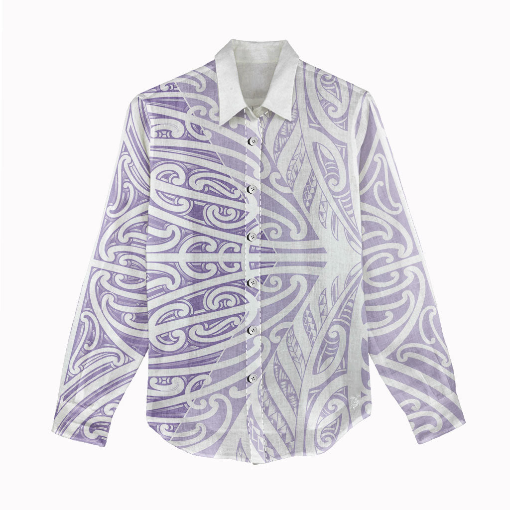 Purple New Zealand Puhoro Maori Tattoo Women Casual Shirt