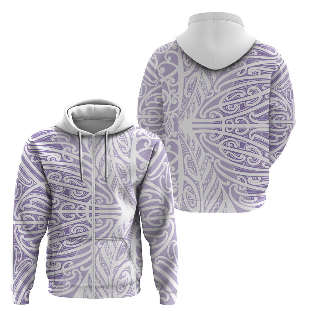 Purple New Zealand Puhoro Maori Tattoo Zip Hoodie