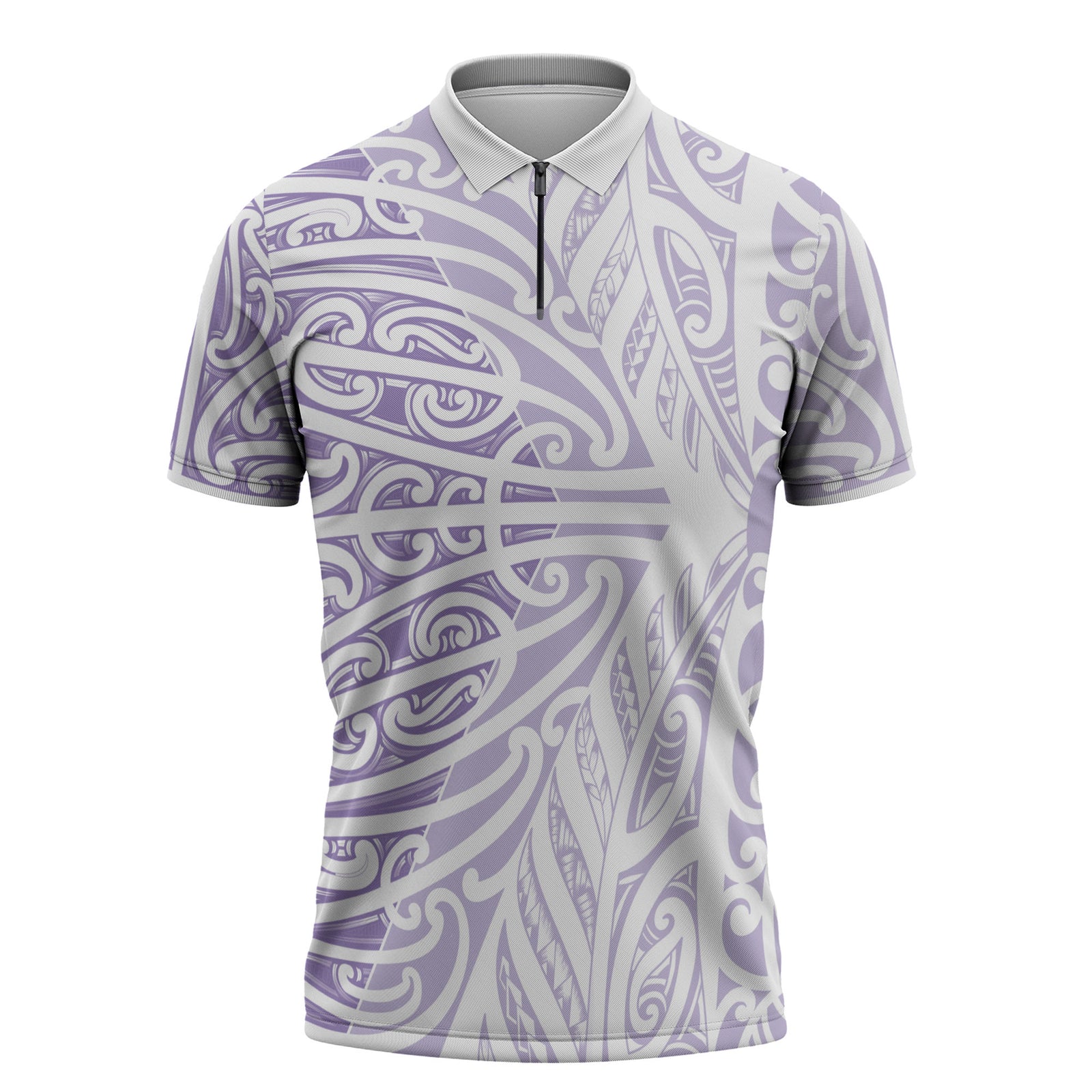 Purple New Zealand Puhoro Maori Tattoo Zipper Polo Shirt LT14 Purple - Polynesian Pride