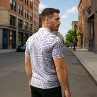 Purple New Zealand Puhoro Maori Tattoo Zipper Polo Shirt