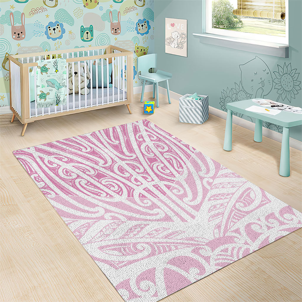 Pink New Zealand Puhoro Maori Tattoo Area Rug
