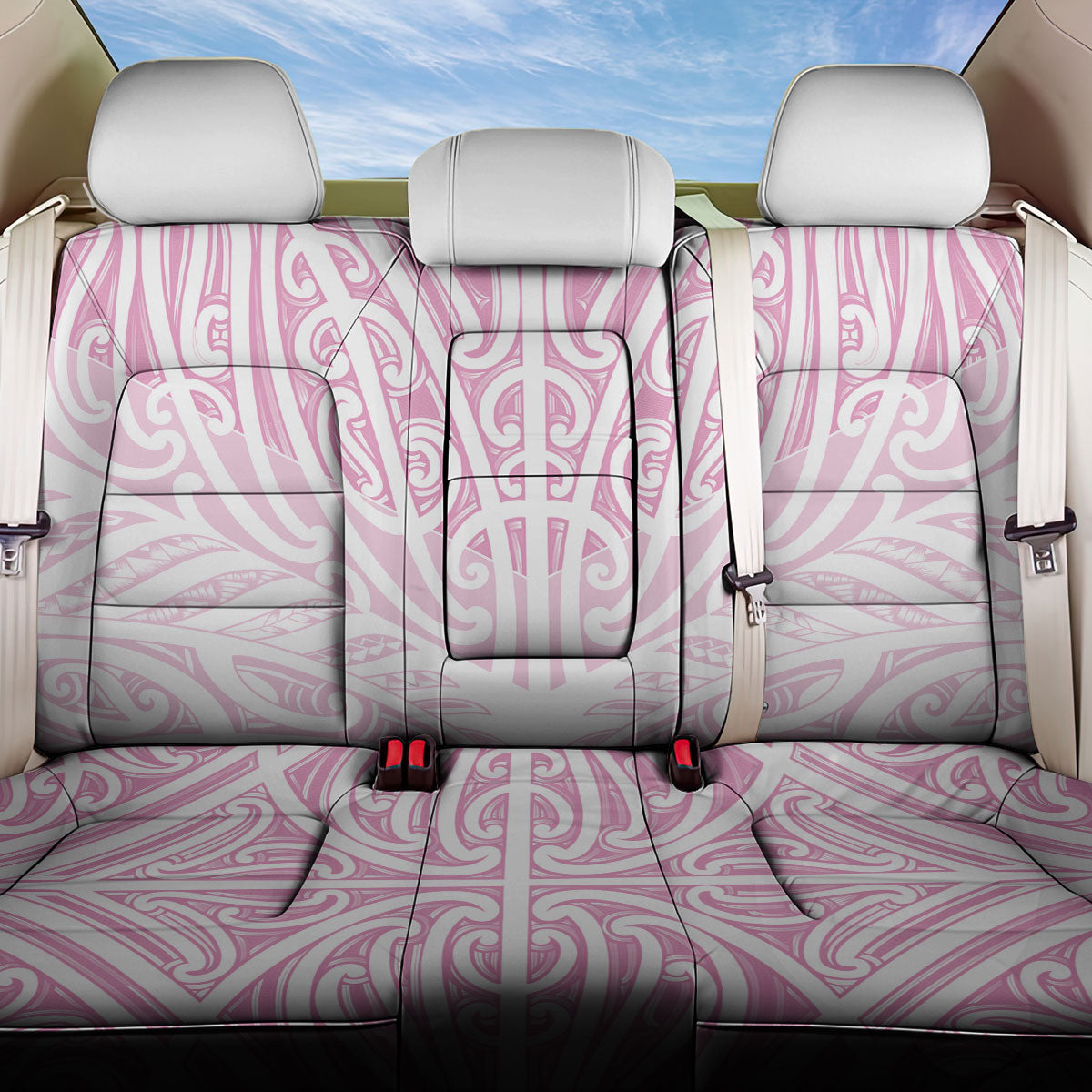 Pink New Zealand Puhoro Maori Tattoo Back Car Seat Cover