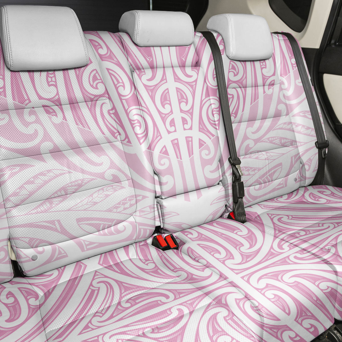 Pink New Zealand Puhoro Maori Tattoo Back Car Seat Cover