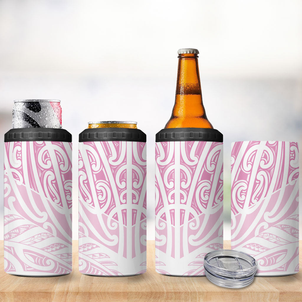 Pink New Zealand Puhoro Maori Tattoo 4 in 1 Can Cooler Tumbler