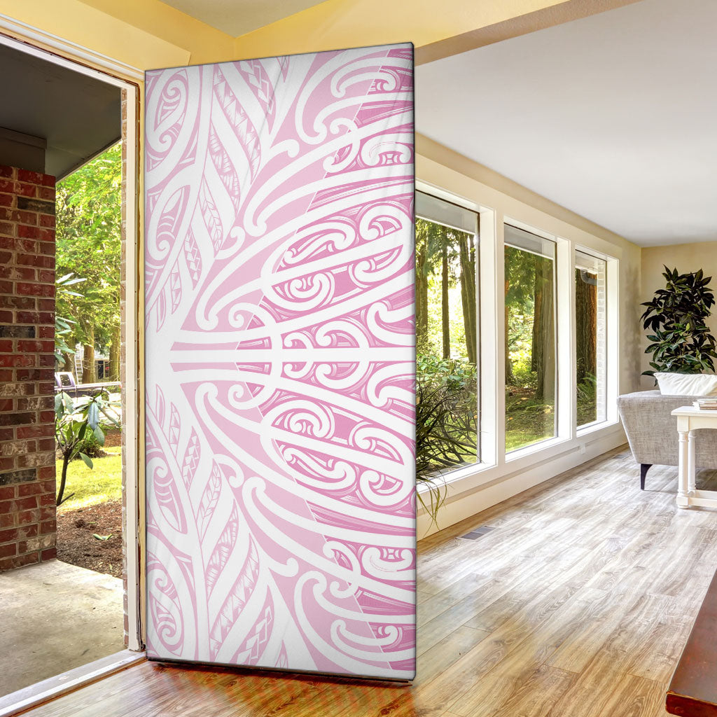 Pink New Zealand Puhoro Maori Tattoo Door Cover
