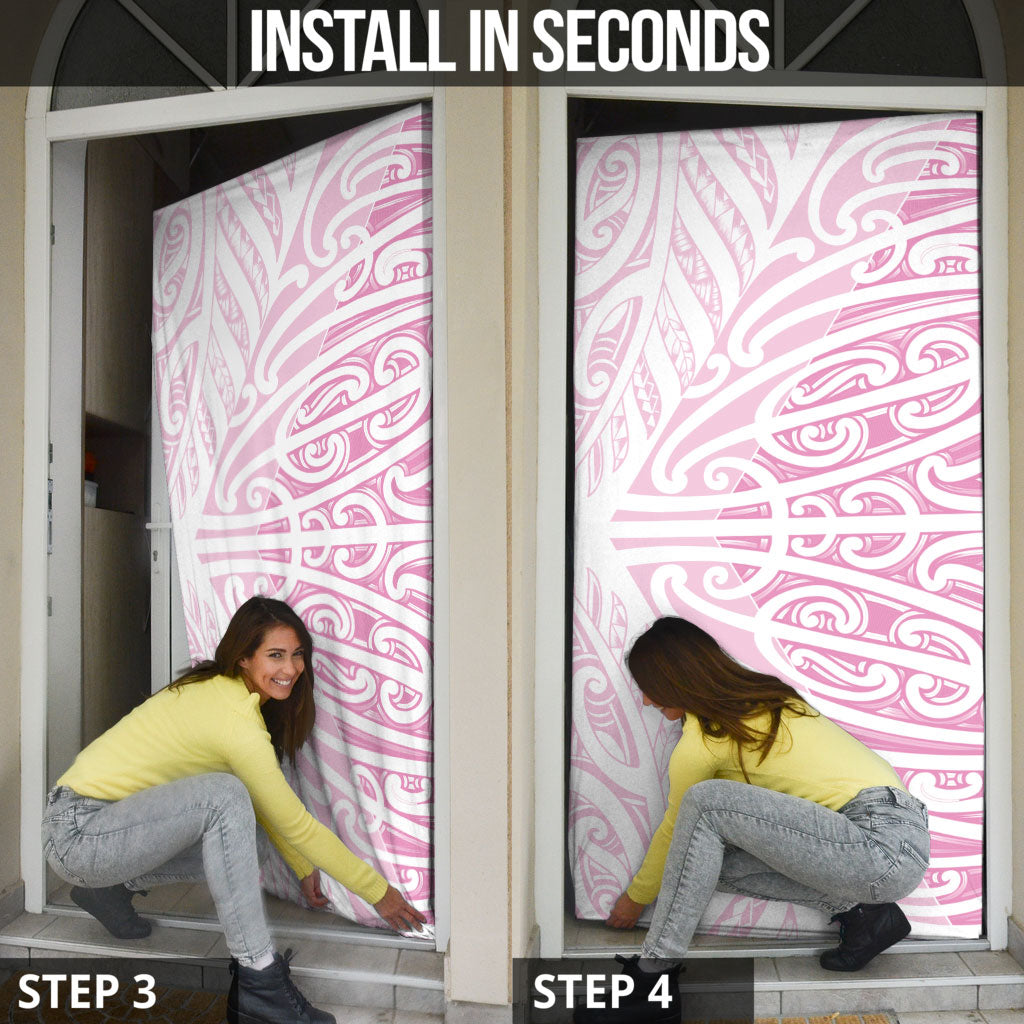Pink New Zealand Puhoro Maori Tattoo Door Cover