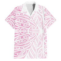 Pink New Zealand Puhoro Maori Tattoo Family Matching Off The Shoulder Long Sleeve Dress and Hawaiian Shirt