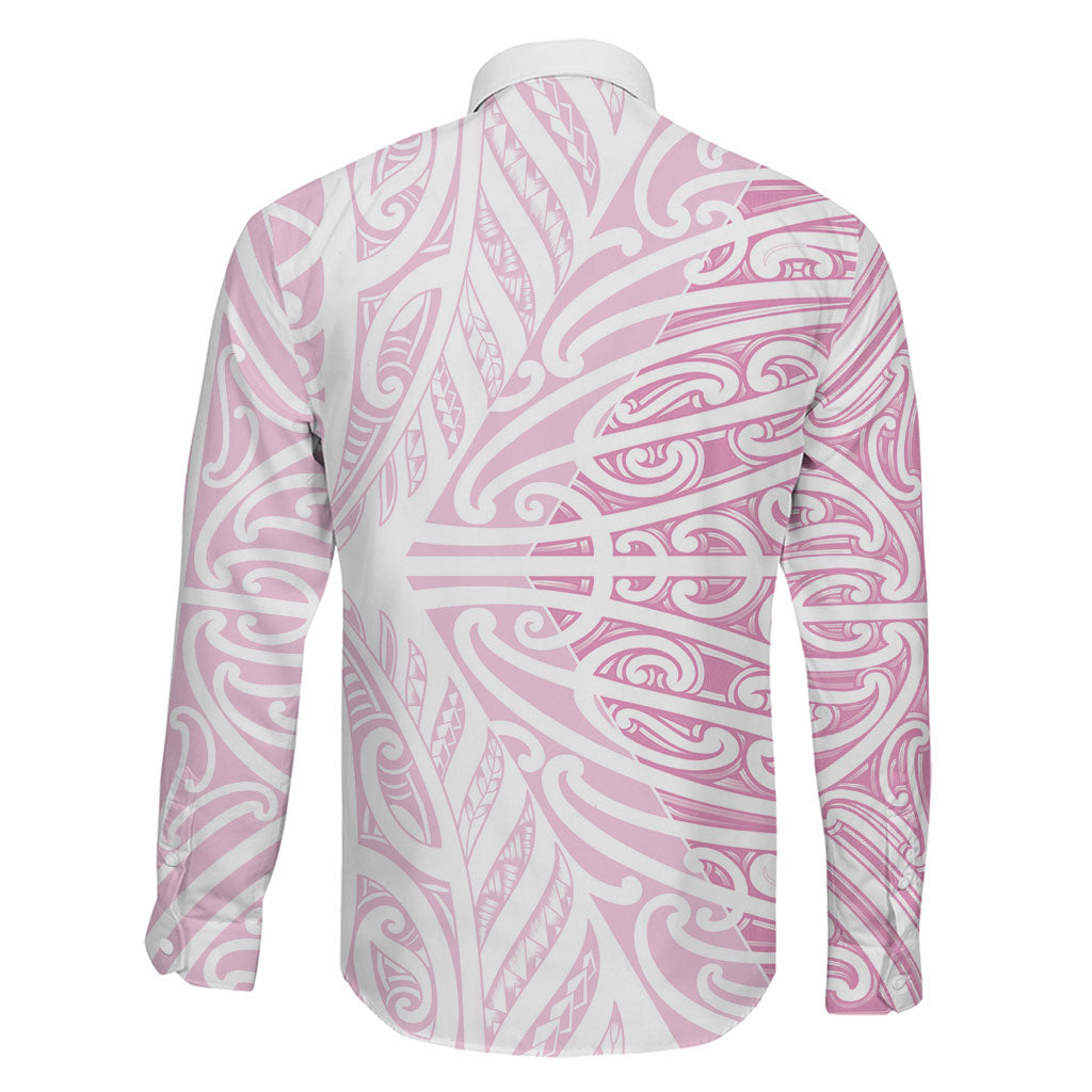 Pink New Zealand Puhoro Maori Tattoo Family Matching Short Sleeve Bodycon Dress and Hawaiian Shirt