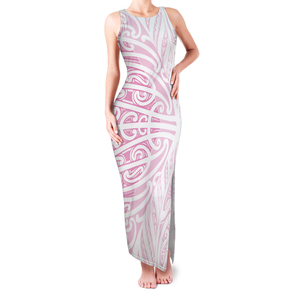 Pink New Zealand Puhoro Maori Tattoo Family Matching Tank Maxi Dress and Hawaiian Shirt