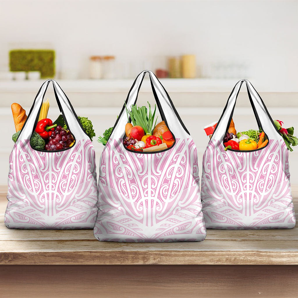 Pink New Zealand Puhoro Maori Tattoo Grocery Bag