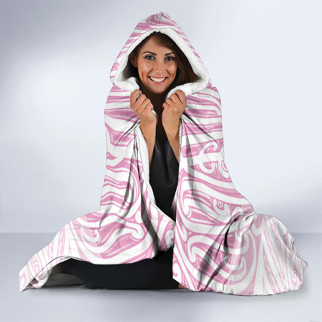 Pink New Zealand Puhoro Maori Tattoo Hooded Blanket