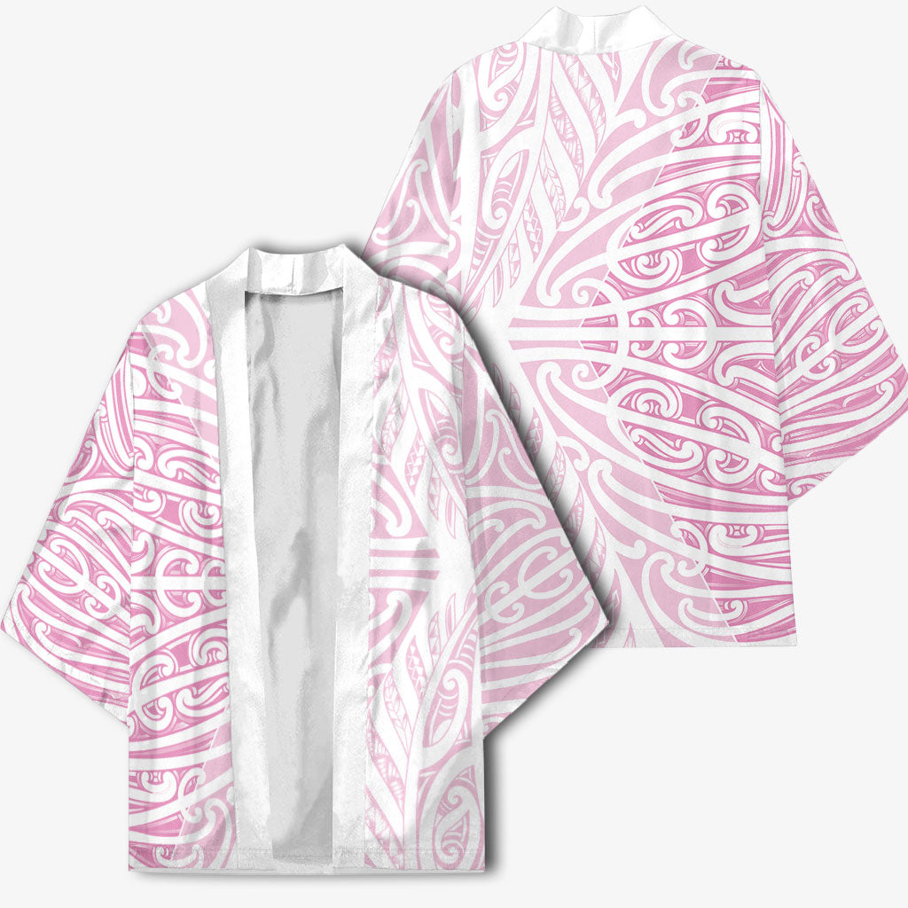 Pink New Zealand Puhoro Maori Tattoo Kimono