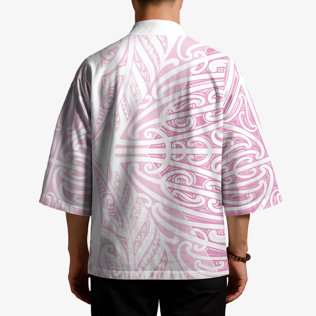 Pink New Zealand Puhoro Maori Tattoo Kimono