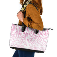 Pink New Zealand Puhoro Maori Tattoo Leather Tote Bag