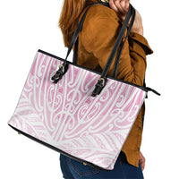 Pink New Zealand Puhoro Maori Tattoo Leather Tote Bag