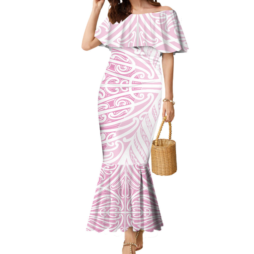 Pink New Zealand Puhoro Maori Tattoo Mermaid Dress LT14 Women Pink - Polynesian Pride