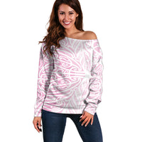 Pink New Zealand Puhoro Maori Tattoo Off Shoulder Sweater