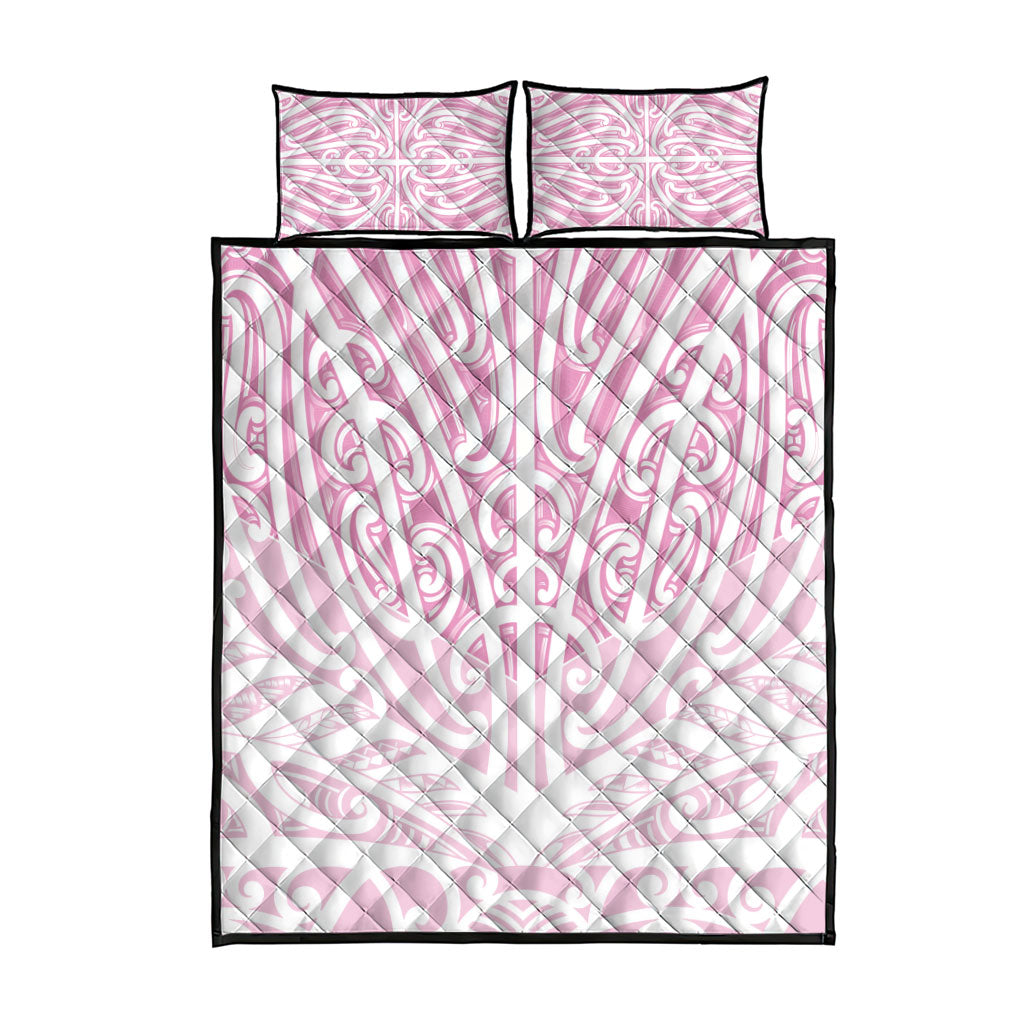 Pink New Zealand Puhoro Maori Tattoo Quilt Bed Set