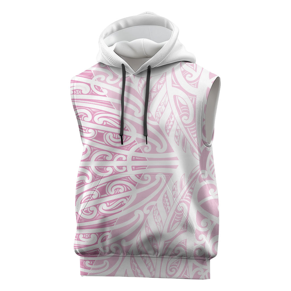 Pink New Zealand Puhoro Maori Tattoo Sleeveless Hoodie