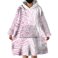 Pink New Zealand Puhoro Maori Tattoo Wearable Blanket Hoodie