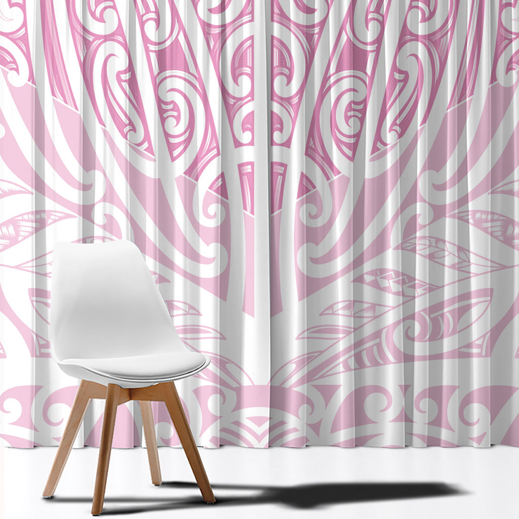 Pink New Zealand Puhoro Maori Tattoo Window Curtain