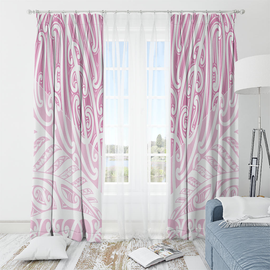 Pink New Zealand Puhoro Maori Tattoo Window Curtain