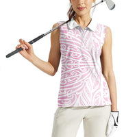 Pink New Zealand Puhoro Maori Tattoo Women Sleeveless Polo Shirt