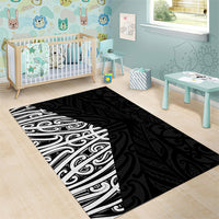 Black New Zealand Puhoro Maori Tattoo Area Rug