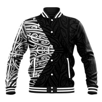 Black New Zealand Puhoro Maori Tattoo Baseball Jacket