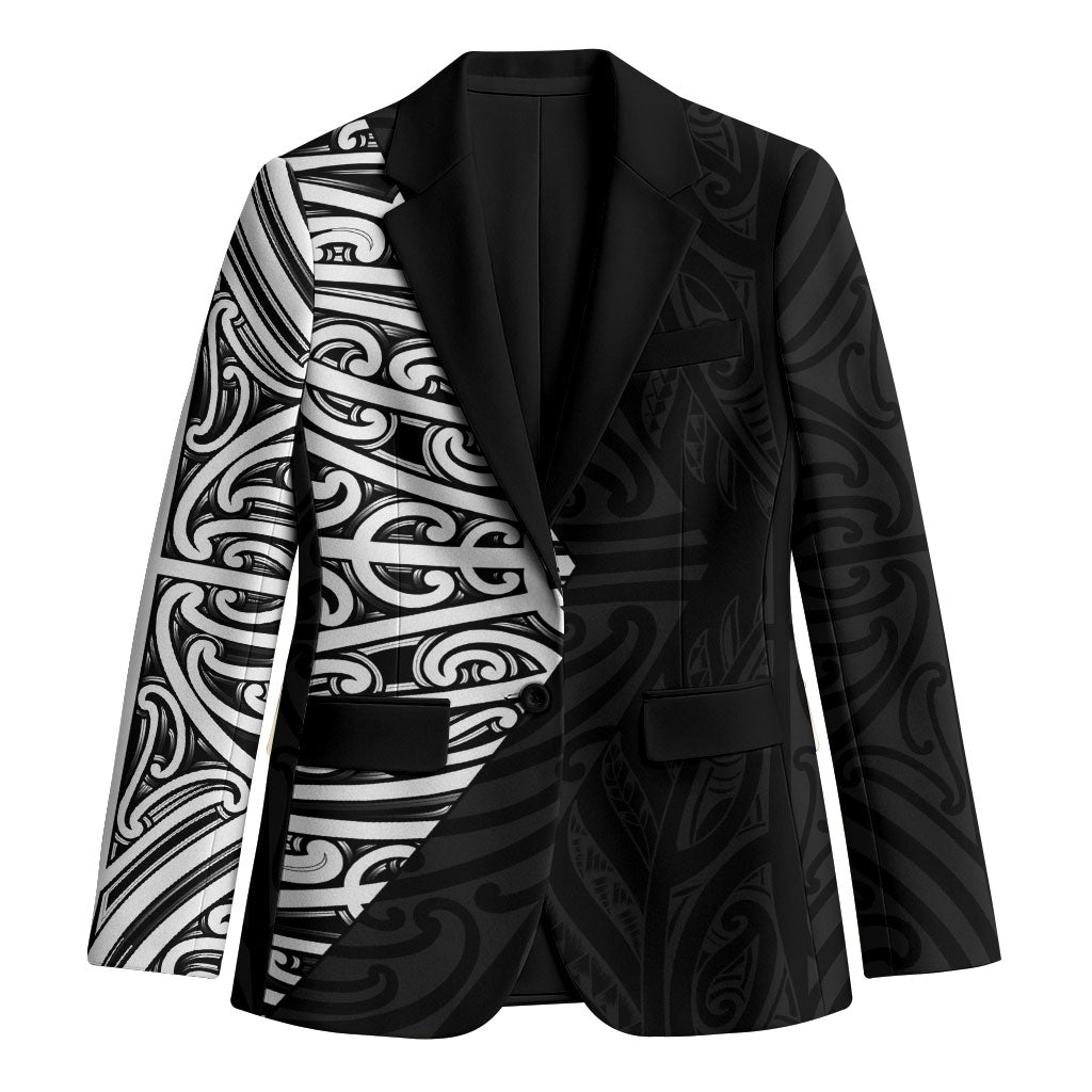Black New Zealand Puhoro Maori Tattoo Blazer