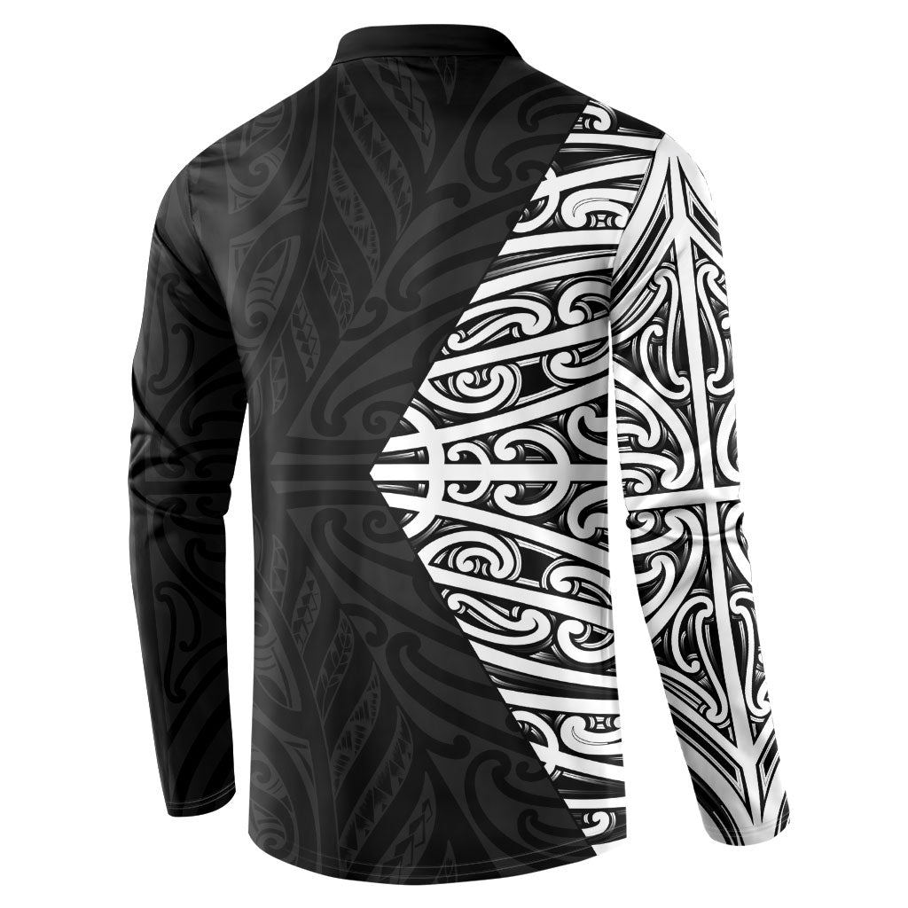 Black New Zealand Puhoro Maori Tattoo Button Sweatshirt