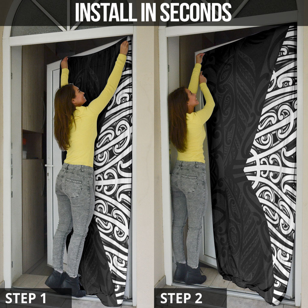 Black New Zealand Puhoro Maori Tattoo Door Cover
