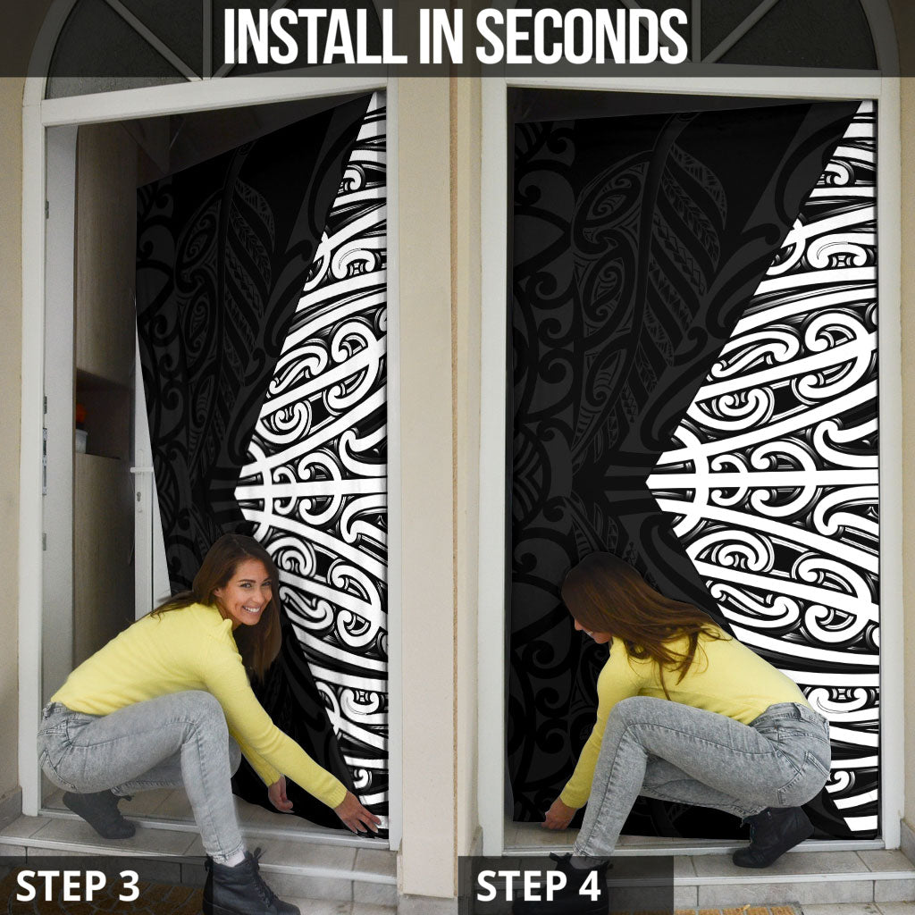 Black New Zealand Puhoro Maori Tattoo Door Cover